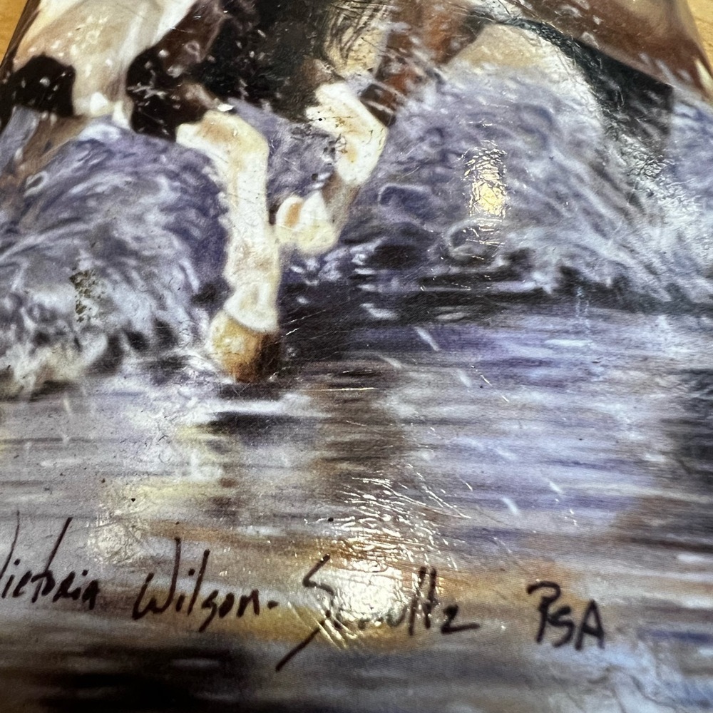 Hand painted vintage 9oz “wild horse” flask (signed) - Picture 9 of 9